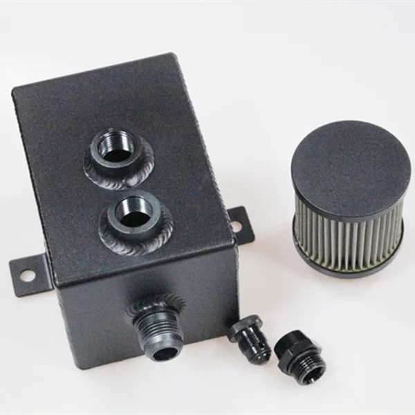 Universal 2L Aluminum Oil Catch Can Tank Fuel Tank With Breather & Filter Drain