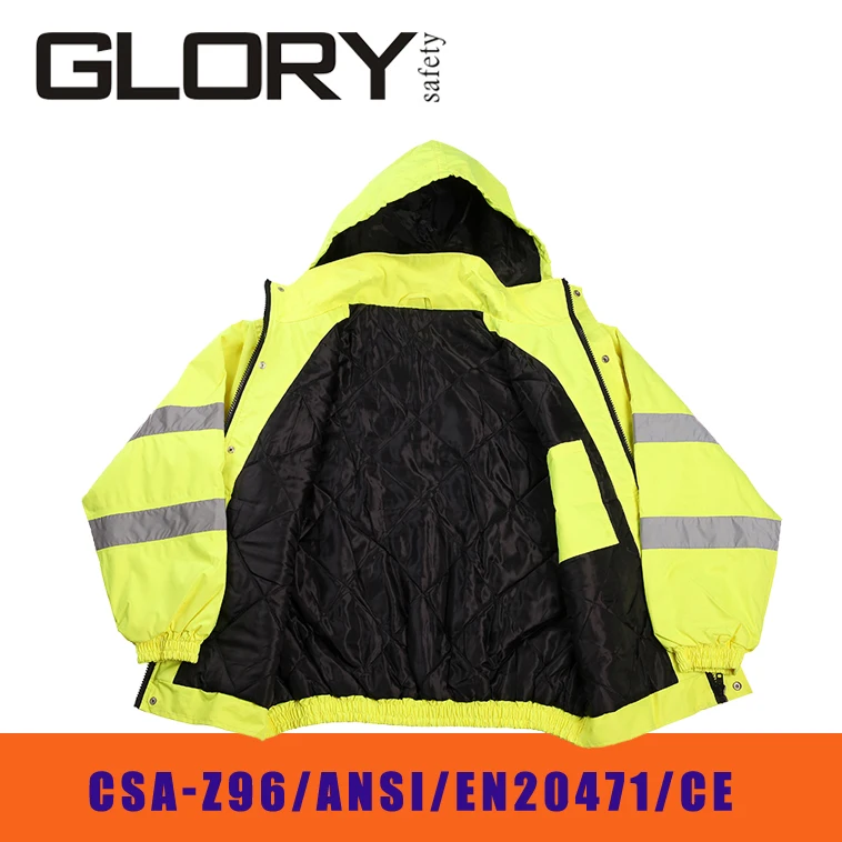 Reflective jacket hi vis waterproof contrast windbreaker workwear rain jacket
