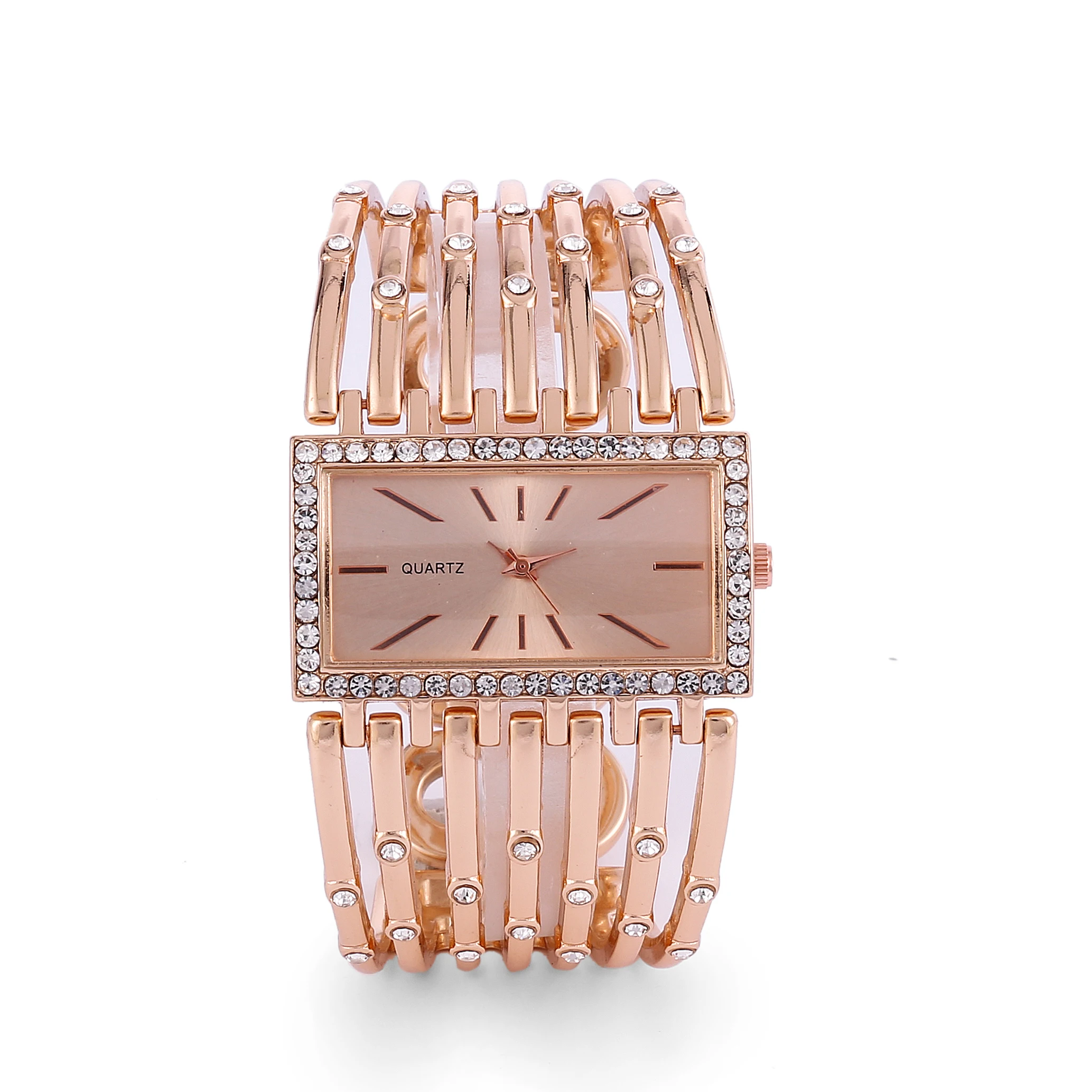 Popular Diamond-inlaid Rectangular Watch Steel Rose Gold S Bangle Fashion Analog Leather Black Bracelet Watches Women Wholesale