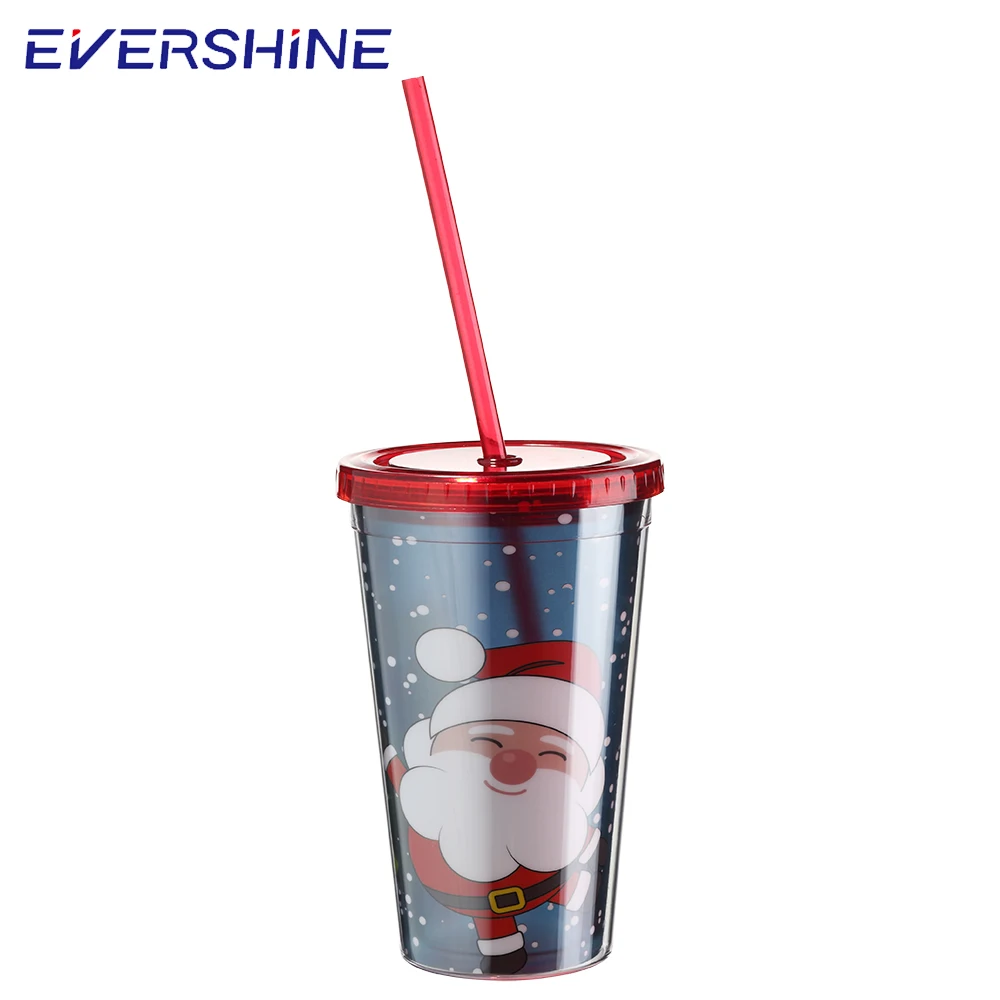 Promotional eco friendly wine coffee clear reusable custom 16oz glitter tumbler cups double wall plastic tumbler with straw