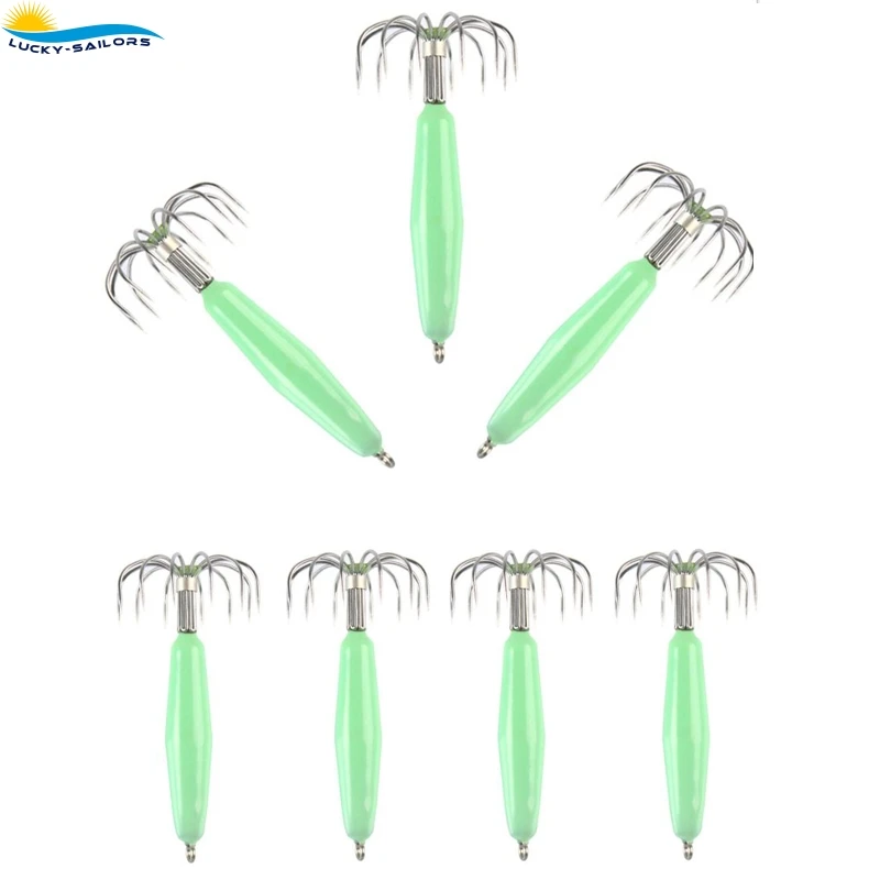 Luminous Fishing Squid Jigs  Hard Fishing Lures Fishing Hook 35g Popular for Squid