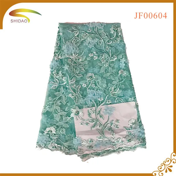 Newest wholesale European custom tulle embroidery 3D lace fabric for Evening dresses & Clothes