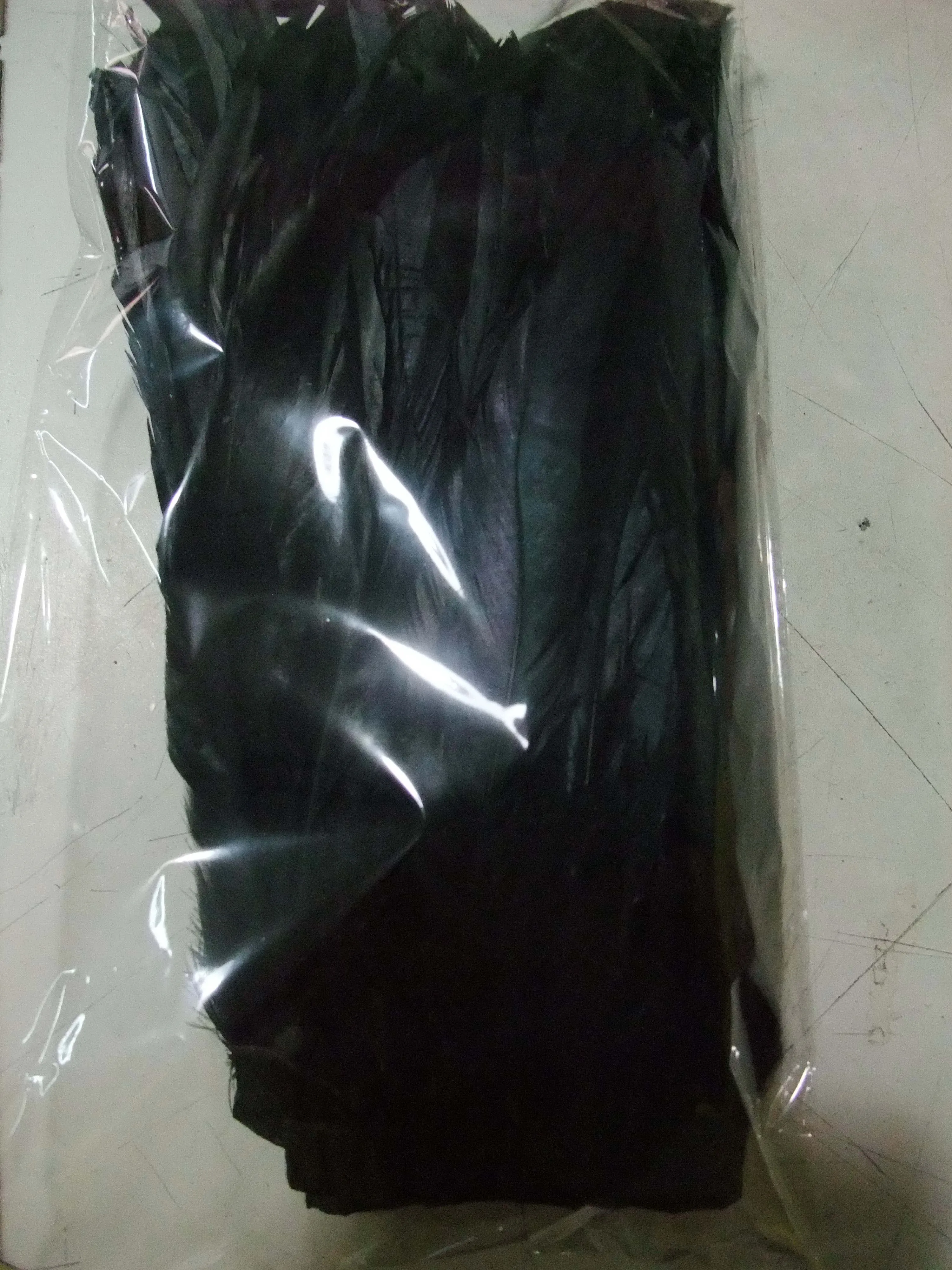 Black Rooster Cock Coque Feather Fringe Trim with satin ribbon tapes