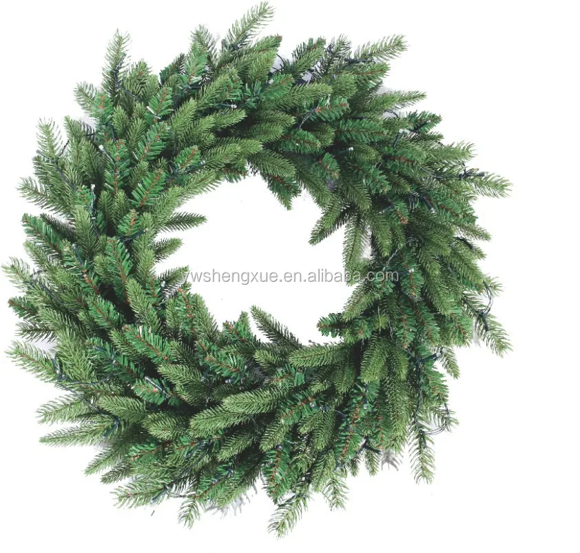 Новый искусственный венок из полиэтилена и ПВХ для внутреннего праздника, Рождественское украшение, светодиодный Рождественский венок