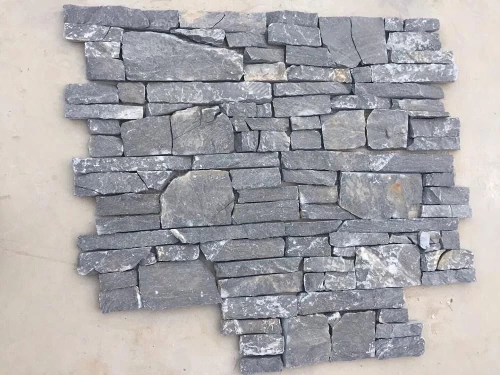 Exterior Wall Cladding Black Slate 15x60cm Foshan Dark Grey Natural Stone Veneer Panel