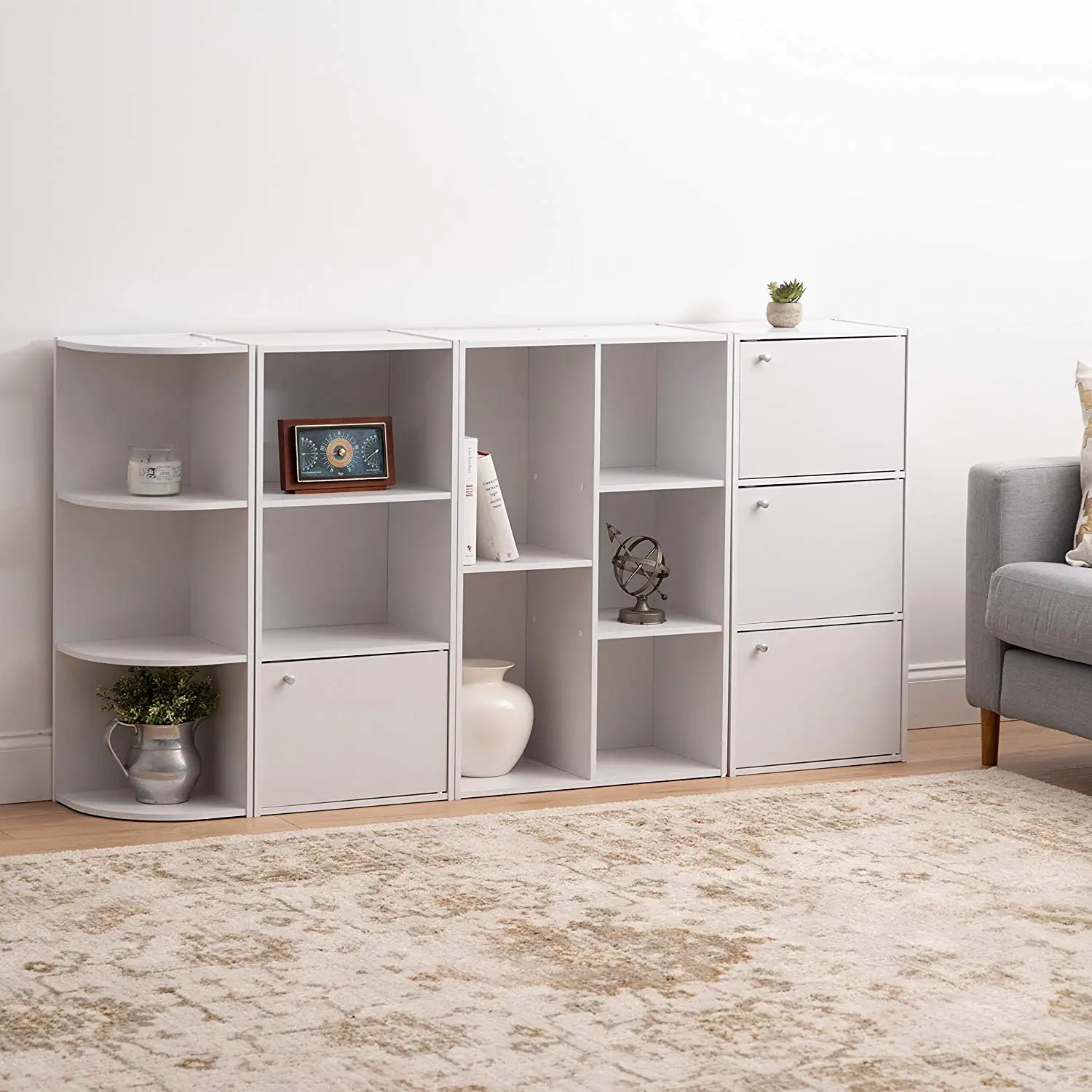 3 Shelf Corner Bookshelf White