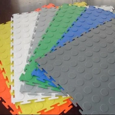 eco-friendly pvc interlocking garage floor tile vinyl plastic car workshop flooring coin 46045