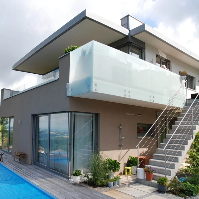 Balcony Railing and Glass Design Stainless Steel Standoff Glass Balustrade