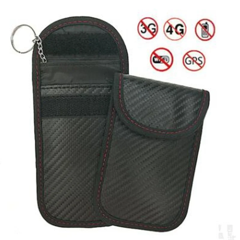 
Carbon Fiber Automotive Key Signal Shielding Bag Radiation-proof RFID Key Pack for Mobile Phone 