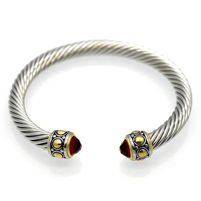 2018 Unisex stainless steel Twisted cable wire wrapped cuff bangle bracelet guangzhou jewelry market wholesale