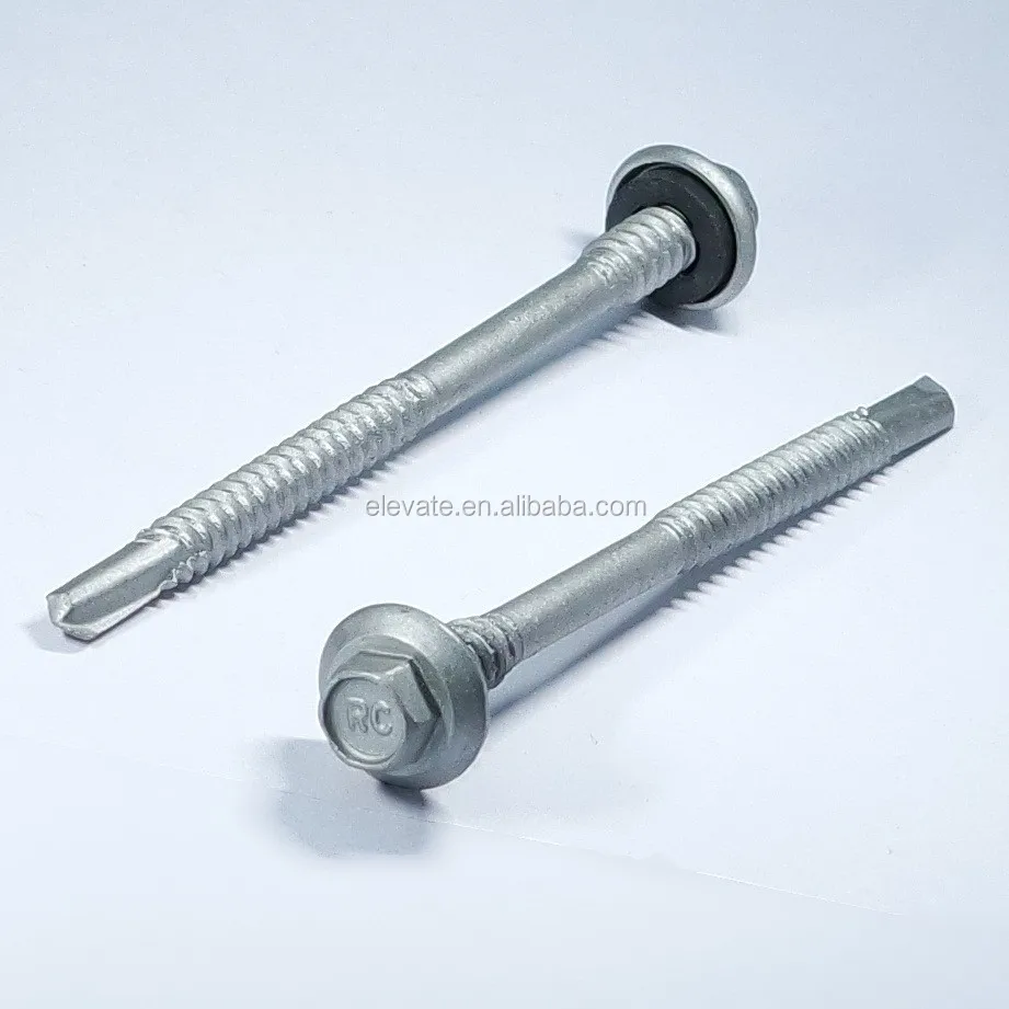 Indented Hex Washer Head BSD Thread No.3 Point BAZ Rubber Washer Self Drilling Screw