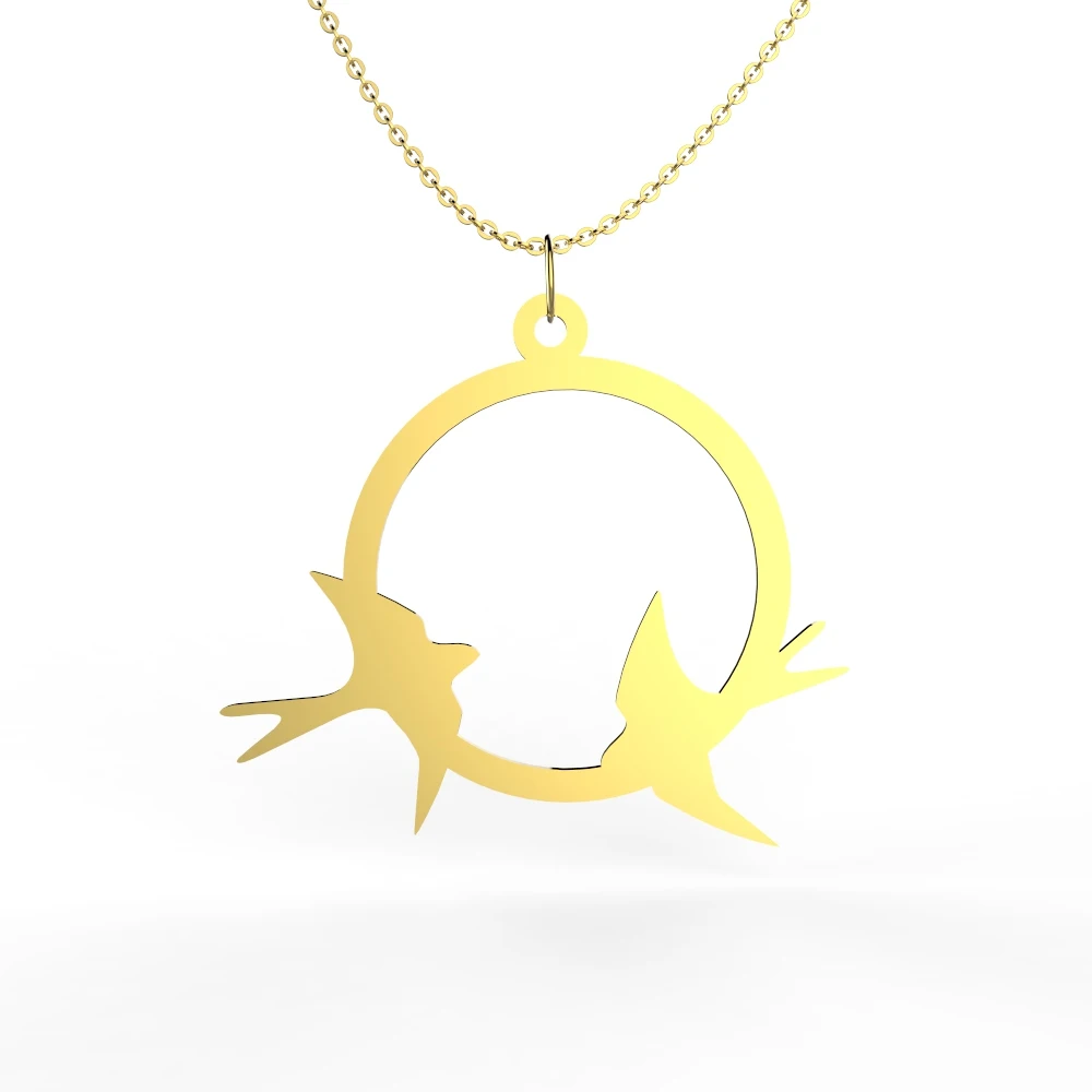 Wholesale Fashion Jewelry Flying Swallow Bird in Circle Pendant Necklace in Stainless Steel
