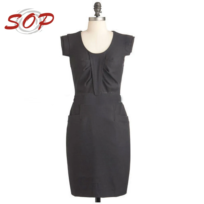 Professional career dress short sleeve summer women casual work dresses