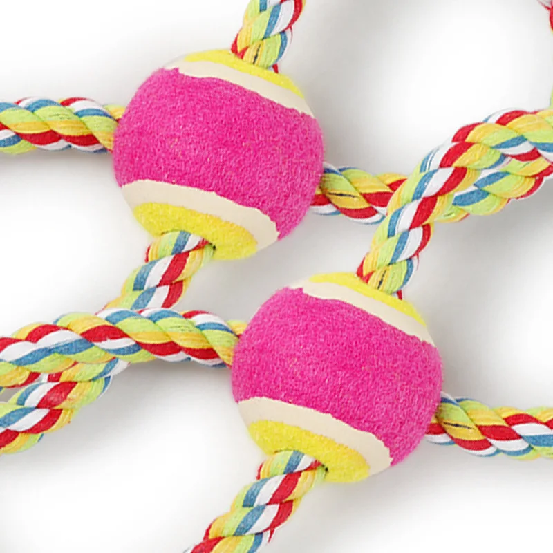 Orange 17cm Interactive Stretchy Figure Eight Loop Natural Cotton Dog Rope Toy with ball