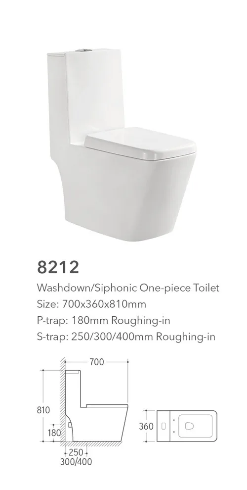 Foshan Meiyujia square white color bathroom one piece toilet bowl
