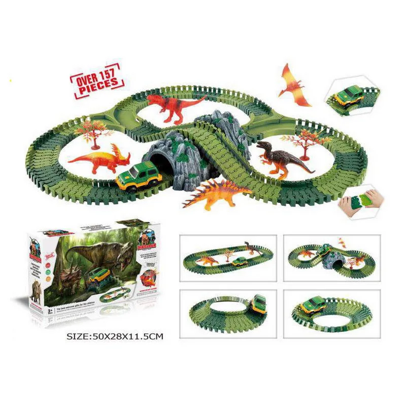 Hot Selling 480pcs Electric Glow In The Dark Rail Race DIY Slot Car Racing Magic Rail Car Toy