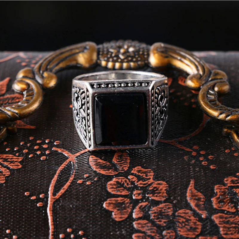 YWMT Wholesale Vintage Silver Turquoise Gemstone Ring For Men