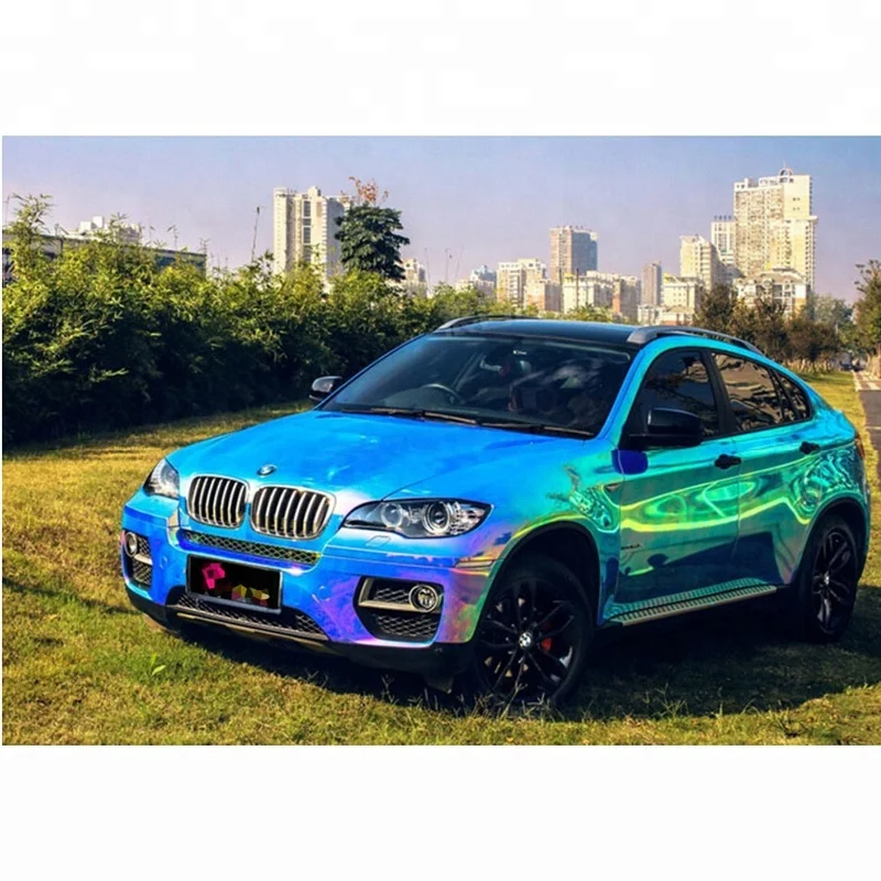  Радужная хромированная голографическая Автомобильная виниловая упаковка синего цвета 1 35*18 м с пузырьками воздуха для автомобиля мотоцикла