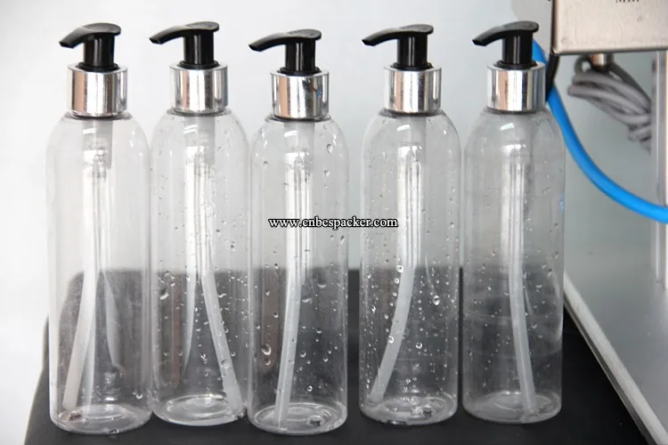 Semi-automatic pressure nozzel cap spout screw capping PET bottle machine