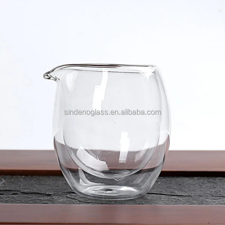 Glass Gong Fu Tea  Cha Hai Serving Pitcher Double Wall Glass Cup