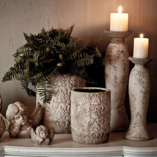 Chaozhou SANTAI Home Decor Antique Shabby Chic Glazed Pottery Flower Vase