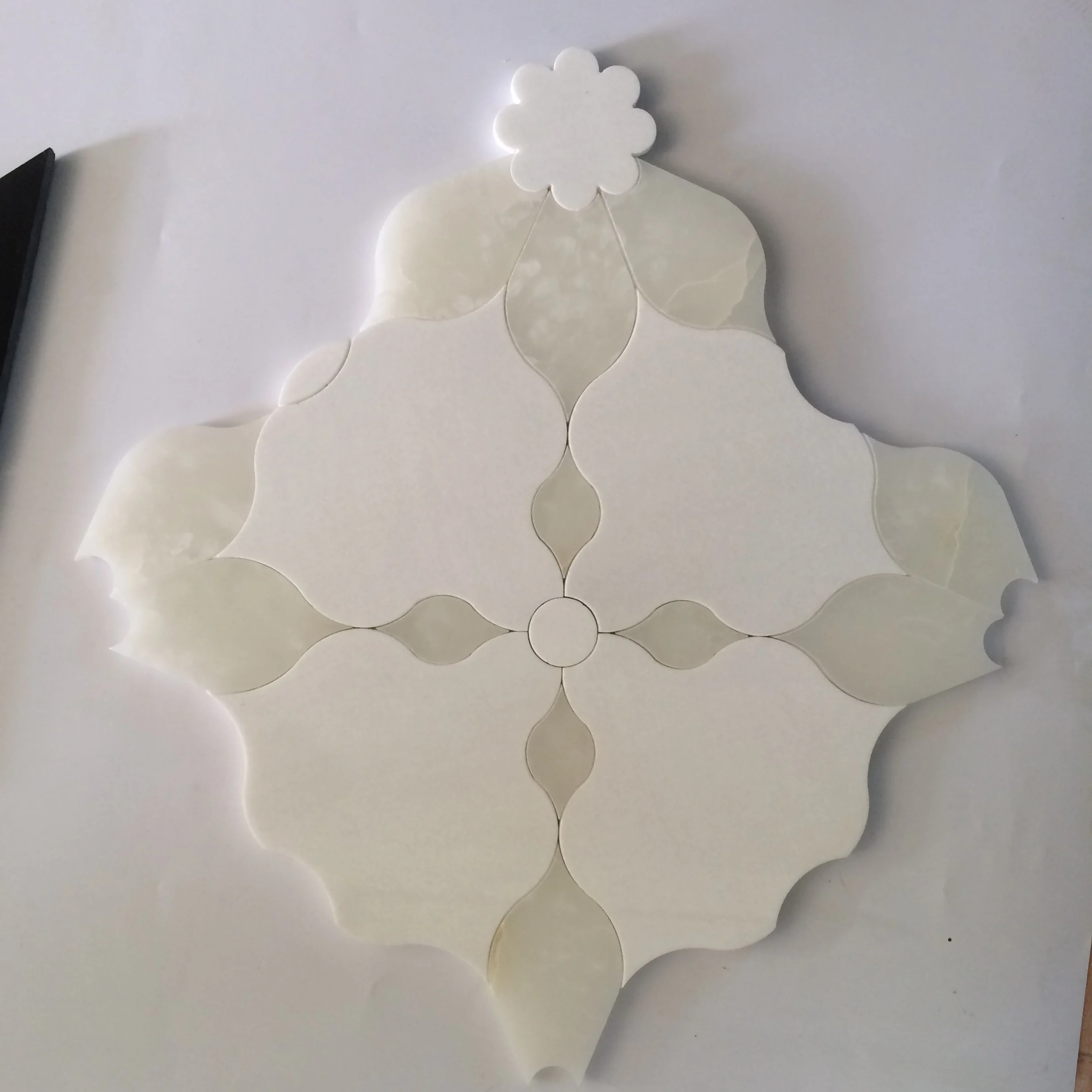 thassos white and jade white water jet marbl mosaic