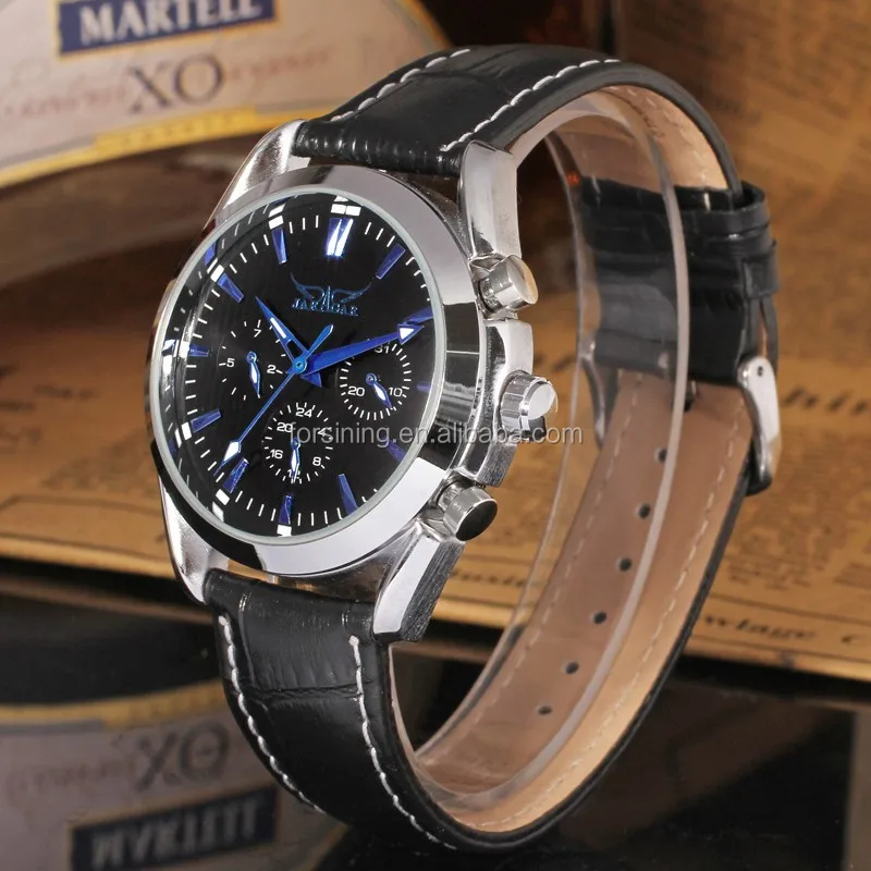 Jargar new products blue dial index own brand automatical watch genuine leather Wrist watches gift items