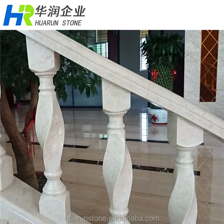 Beige Marble Balustrate Stone Kingpost Stone Handrail