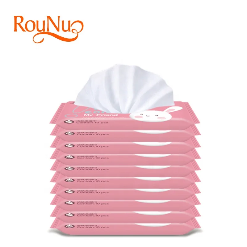 Rounuo Small Pack Wet Wipes with 10 pieces for Baby Care