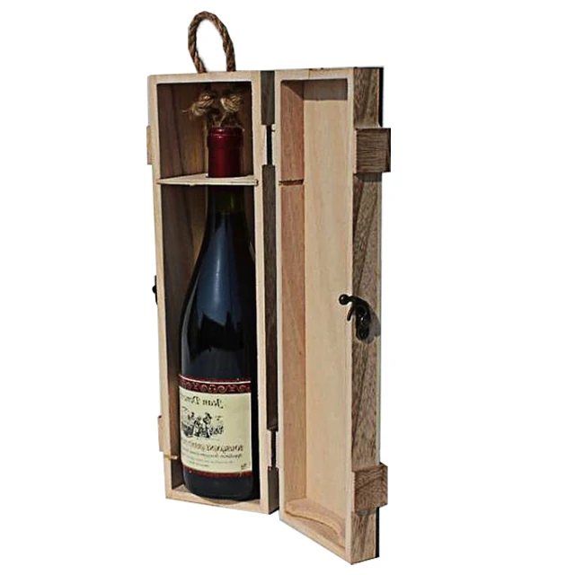 custom antique paulownia single wood wine bottle box wine storage box