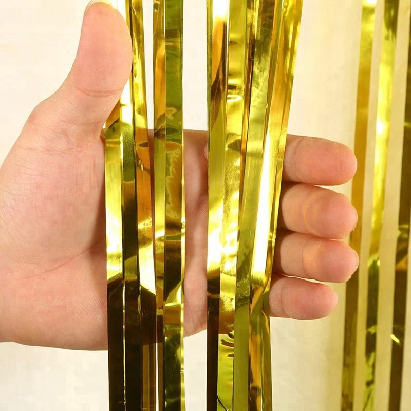 3ft x 8ft Laser Metallic  Fringe Foil Curtain Party Tinsel Backdrop Wedding Decor Hanging Stripes Door Curtain
