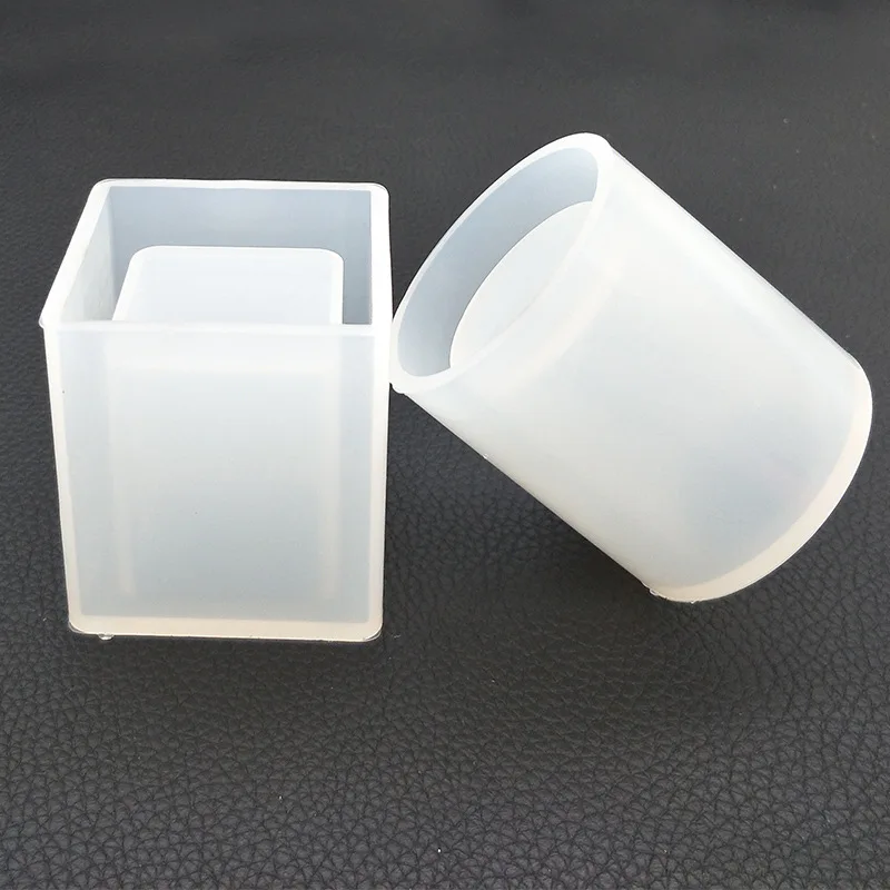 2 Pack Pen Holder Molds Square Round Resin Flower Pot Mold Durable Silicone Molds For Concrete Planter Craft