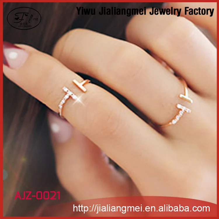 Fashion Wholesale Beautiful Micro Pave true zircon gold-plated copper Finger Elegant Ring Set