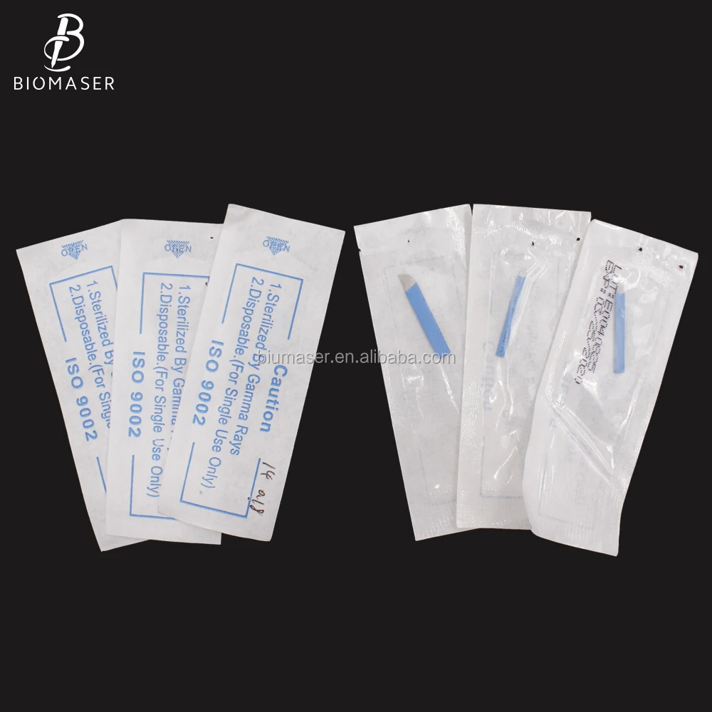 Biomaser High Quality Sterilized Package 14 pin Eyebrow Embroidery Tattoo Microblading Needle