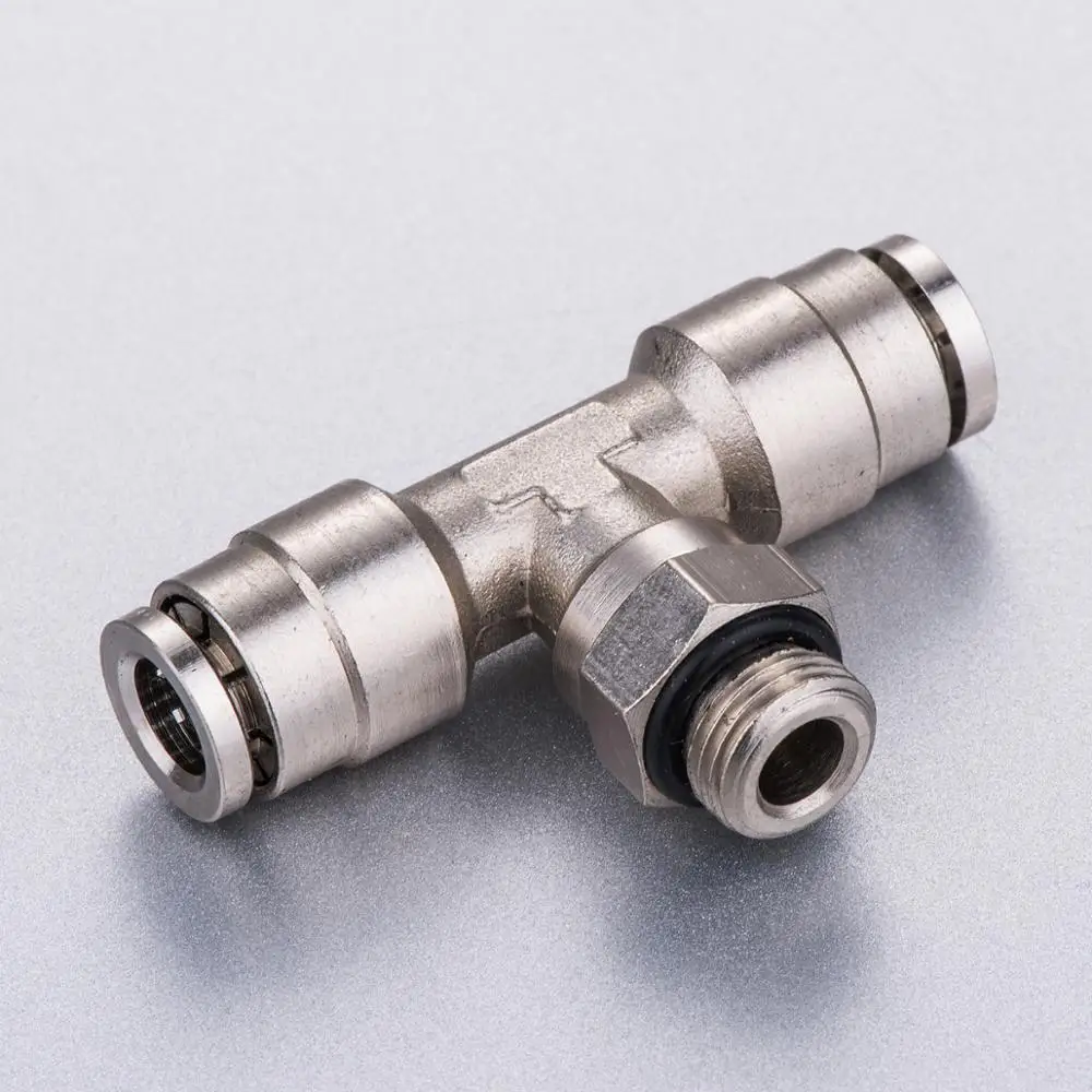 male branch tee with O-ring brass nicked fitting,metal push in fitting camozzi