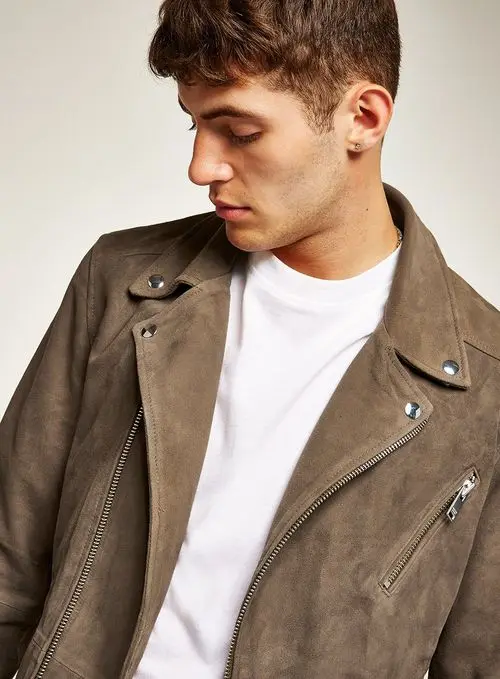 Wholesale latest custom design suede man leather jacket