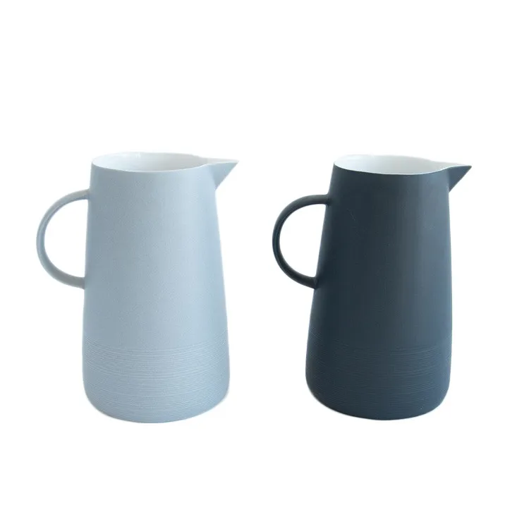 Striped fluted surface matte english style ceramic arabic tea pot set