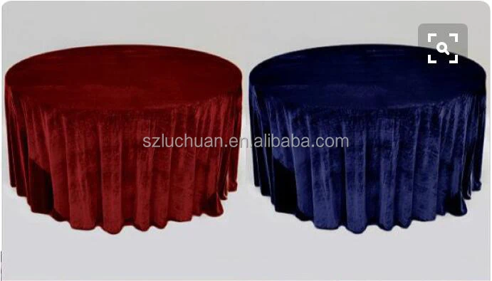 Luchuan Round Velvet Tablecloth Dark Green Table Cloth Overlay Crushed Velvet Table Cloth
