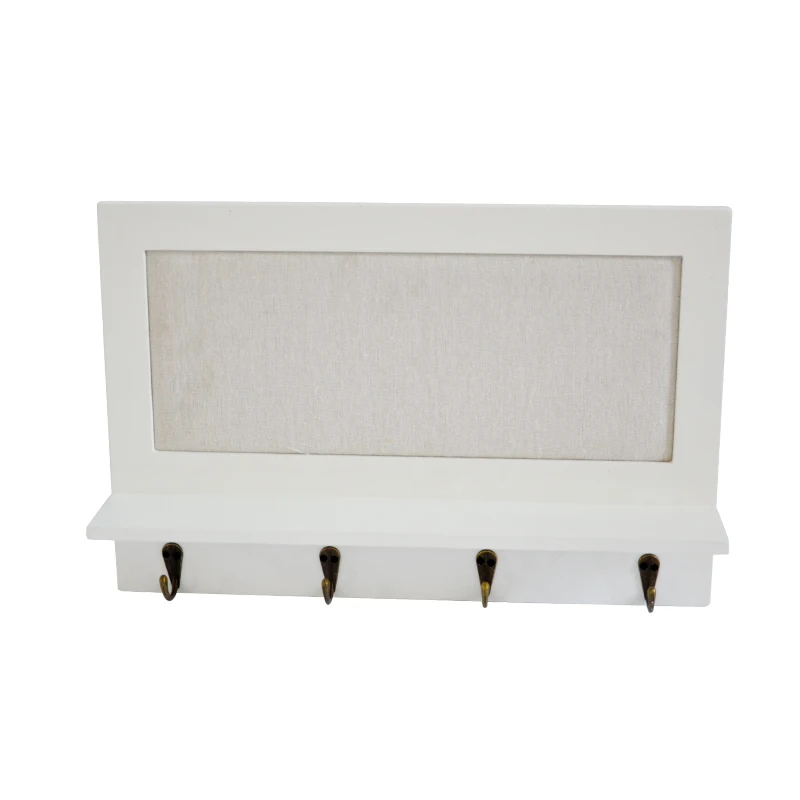 White good quality   MDF wood Home Decorative cubicle  wall shelf with coat hooks