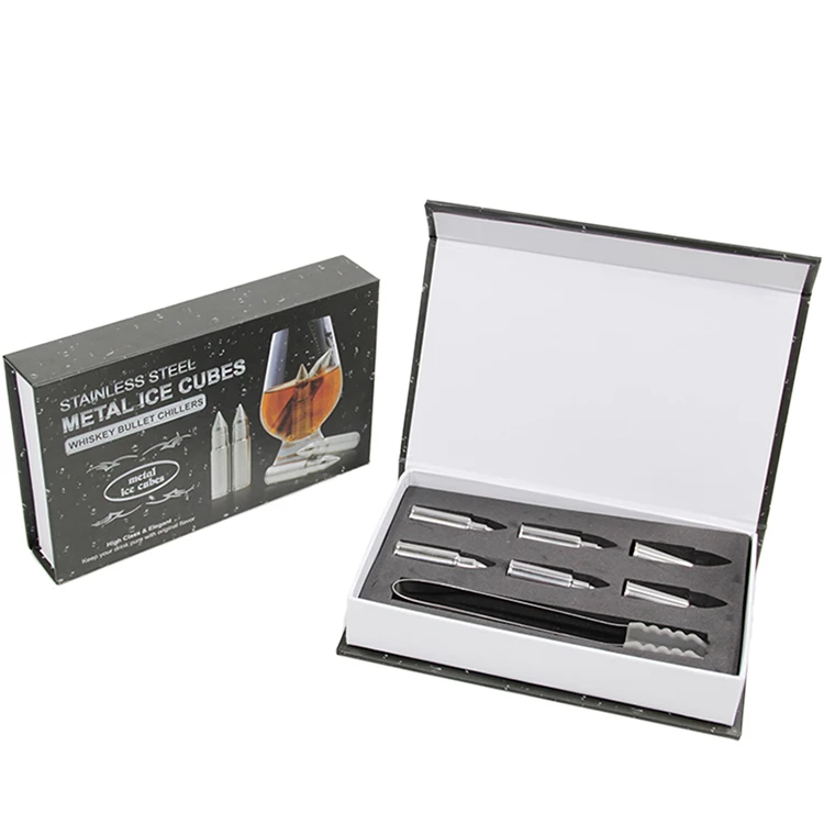 Набор из 6 кубиков льда из нержавеющей стали, пули, металлический камень для виски, новая идея
