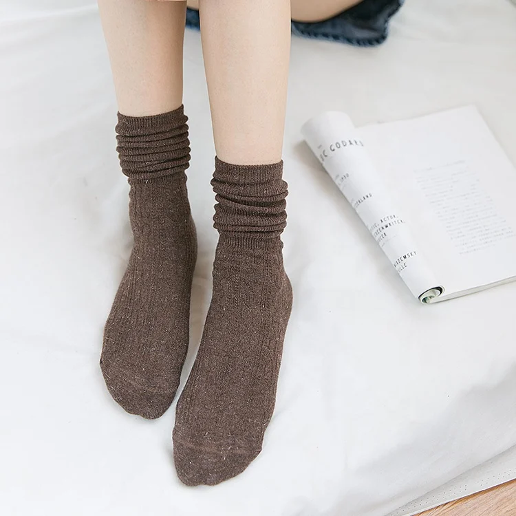 
Top grade various colors available wool with shining yarn women crew cozy socks 