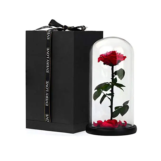 Wholesale eternal luxury roses real preserved flower roses in glass dome