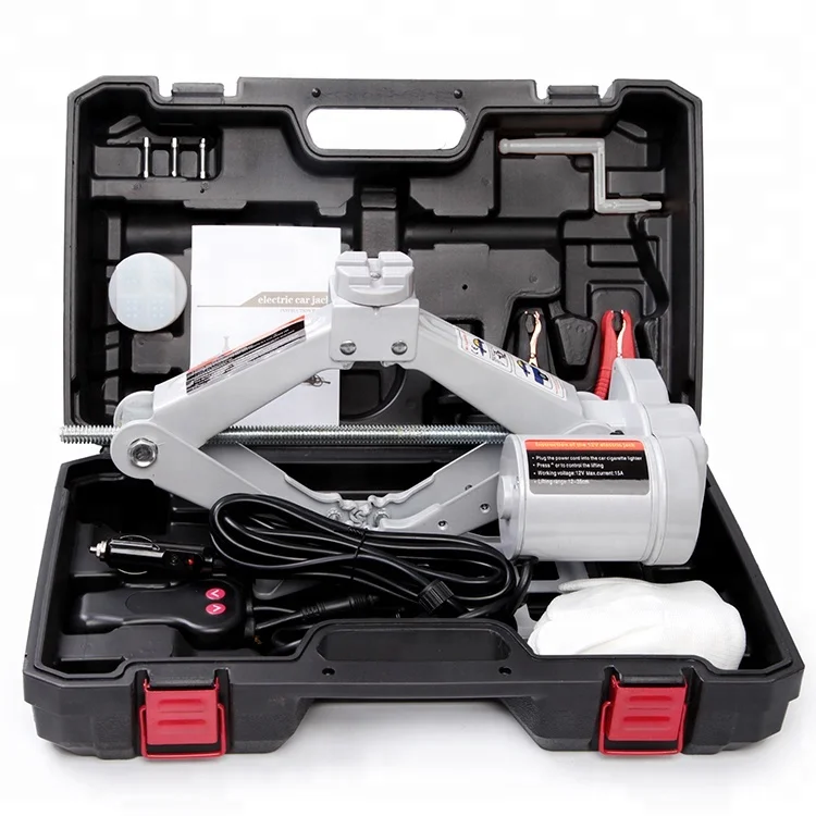 High Quality CE ISO Factory Directly Provide 2T 12V Durable Screw Scissor Electric Car Jack with Impact Wrench for Quick Repair