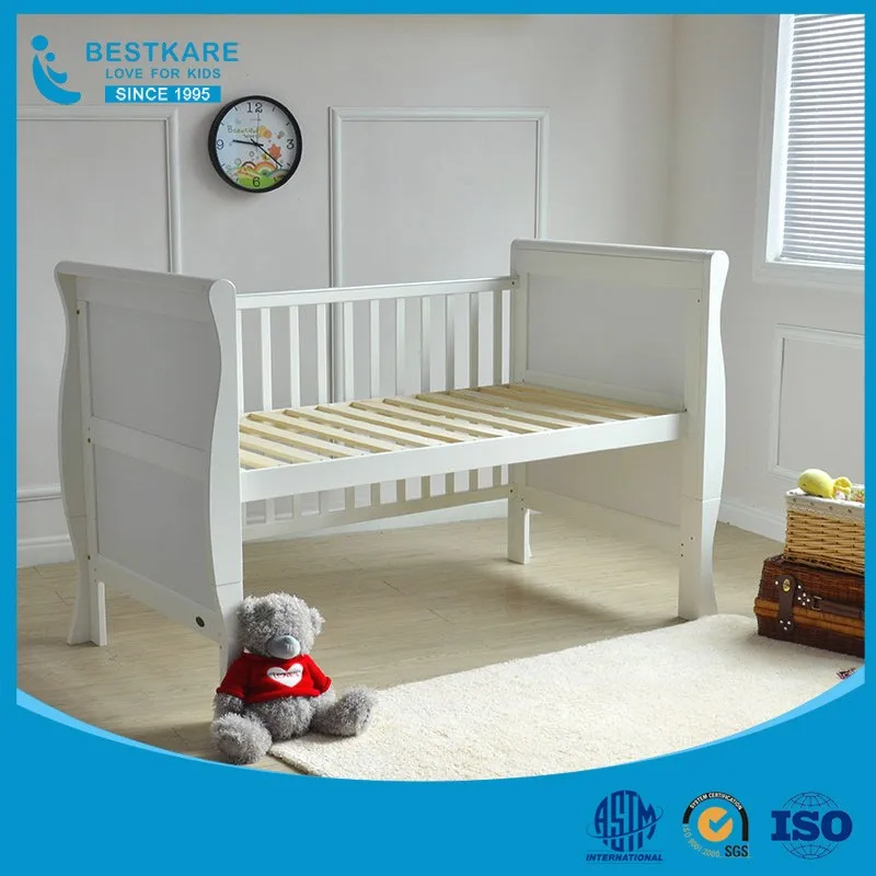 
baby Convertible wooden sleigh bed durable baby cot infant toddler bed 