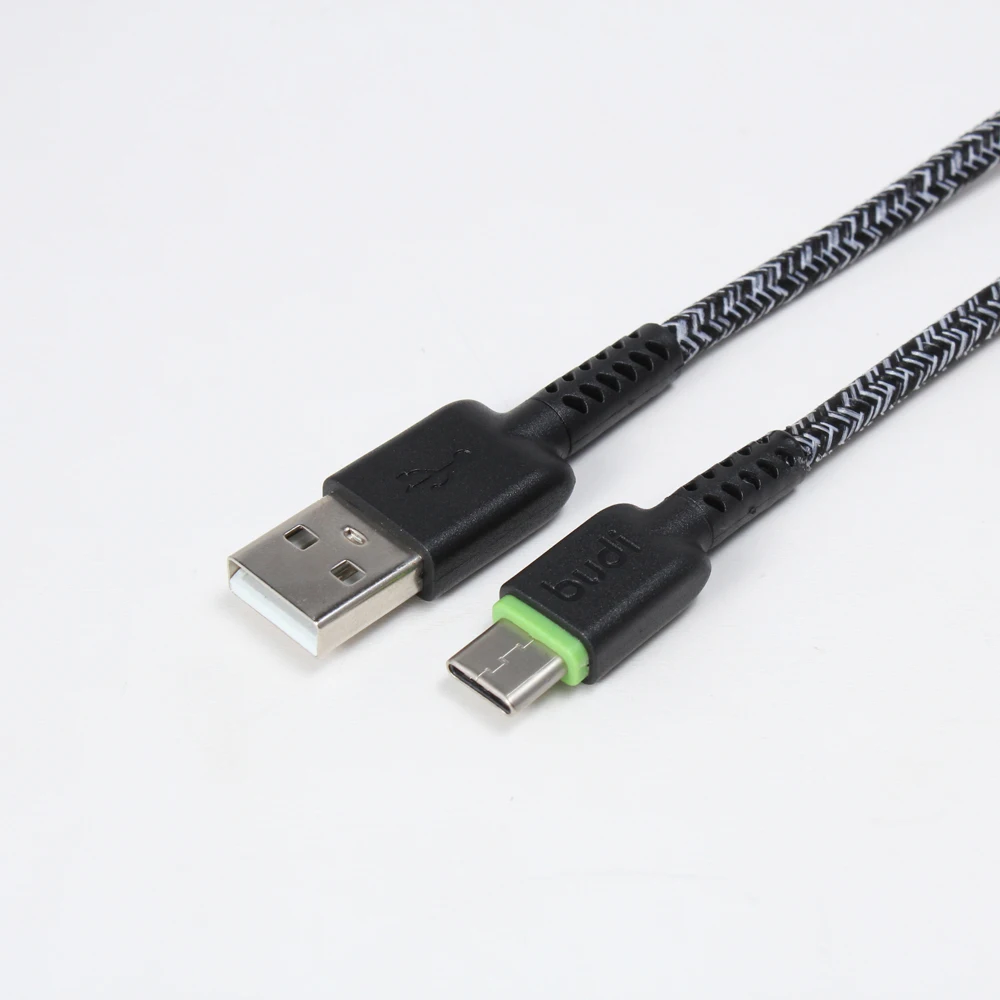 Hot Sell New Design Nylon Braided 2.4A fast Charging Type C Data Sync USB Cable From budi Factory
