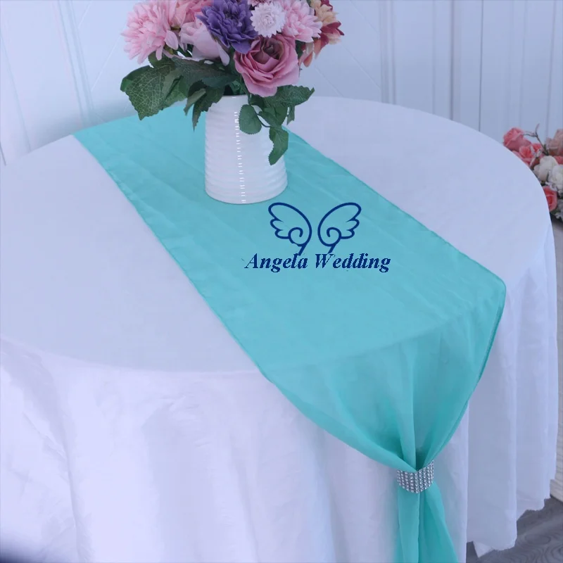 RU013G  many colors custom made good quality Gorgeous wedding soft dusty rose chiffon table runner