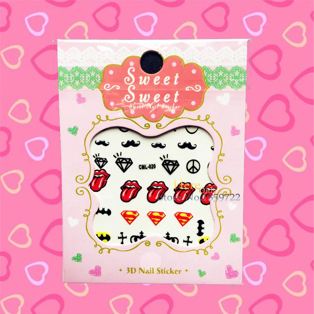 1PC South Korea Nail Stickers Sexy Tongue Red Lips Designs Nail Decorations HCML20 Child Superman Sign
