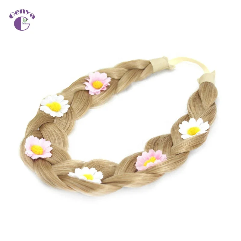 Fashion handmade hair accessories braid hairband with small flower for girls wigs headband