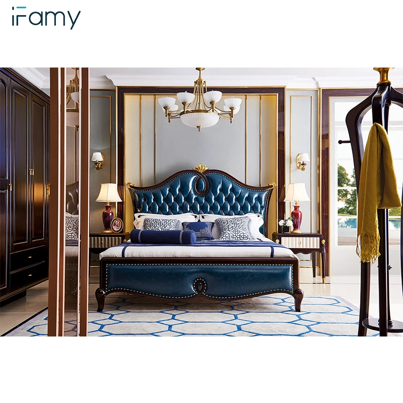 Walnut color latest bed design, 2m*1.8m size wooden bed models, beautiful pictures of wood double bed