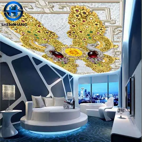 
Hot product 3d wallpaper hotel false ceiling good decor roof mural ceiling wallpaper design 